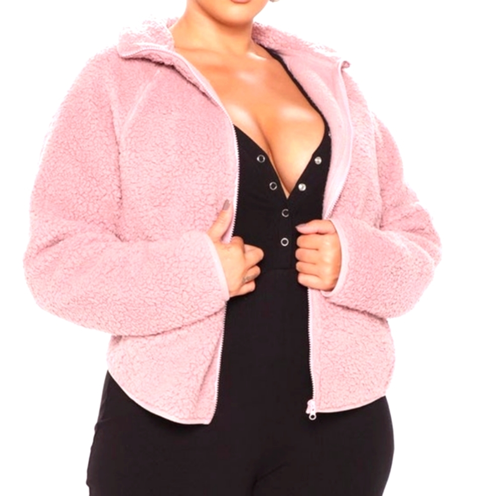SALE 💰 Fuzzy Feels Sherpa Jacket -😶 Mauve, sweater, coat teddy feel